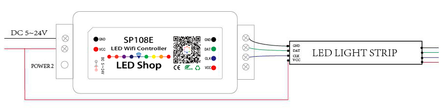 SP108E WIFI SPI Pixel LED Controller