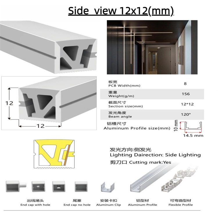 Side View 12*12MM Neon tube light project